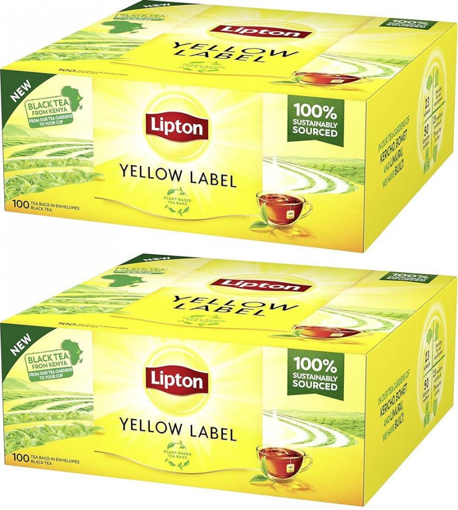 2x Herbata czarna w kopertach Lipton Yellow Label, 100 sztuk x 2g