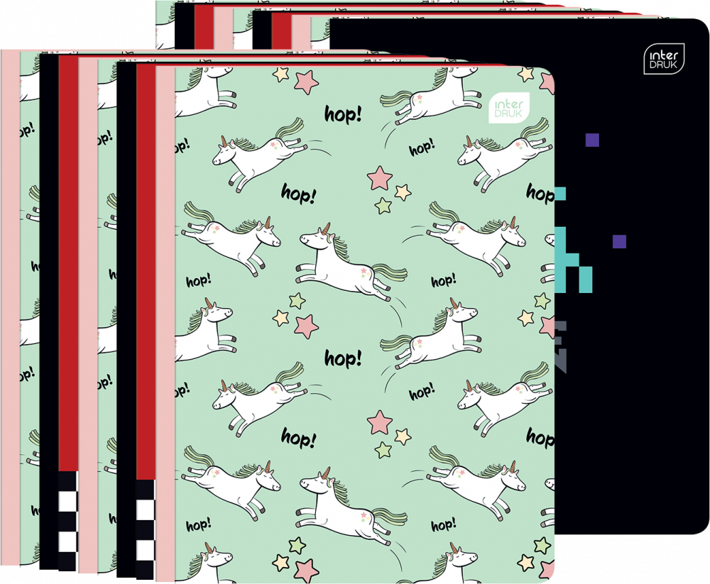 20x Zeszyt w kolorową kratkę Interdruk, A5, 16 kartek, mix wzorów