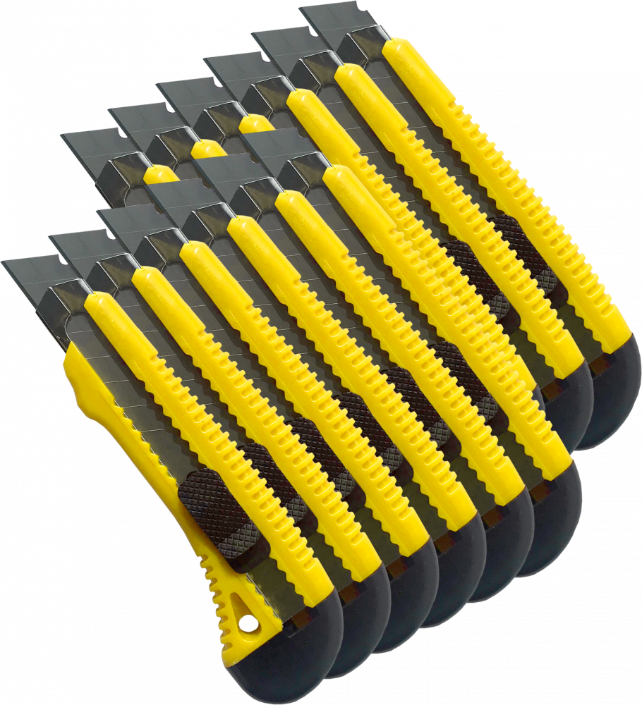 12x Nożyk z wymiennym ostrzem Gertu, 18mm, żółty