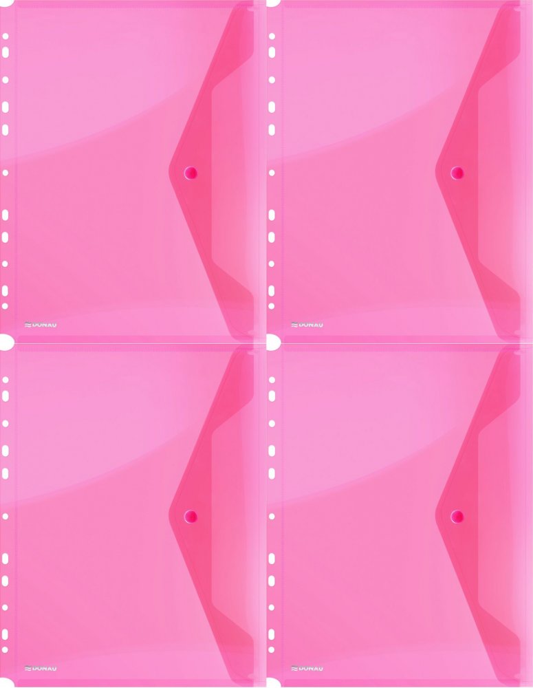 4x Teczka koperta do segregatora A4, Donau, na zatrzask, czerwony