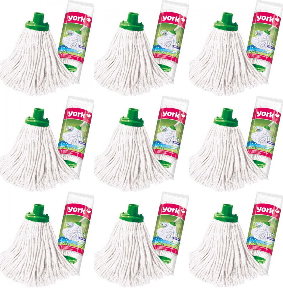 9x Mop bawełniany York Mega, końcówka, biały