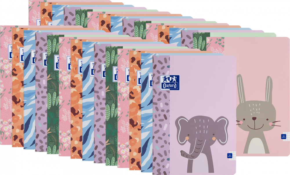 80x Zeszyt w kratkę Oxford Kids, A5, miękka oprawa, 32 kartki, mix wzorów