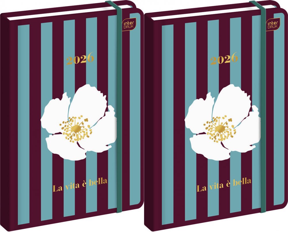 2x Kalendarz książkowy 2026, Interdruk, Metallic Tutto Bello, A5, tygodniowy