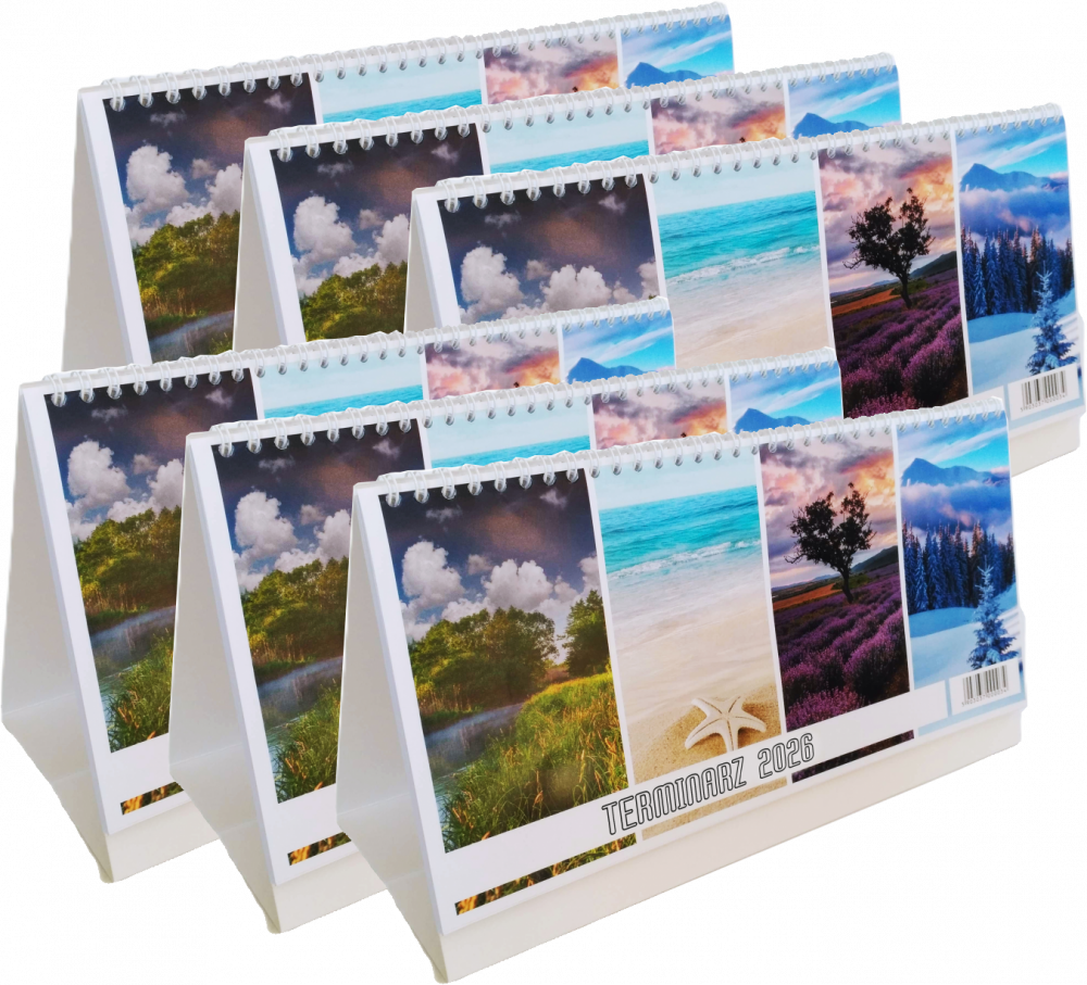 6x Kalendarz na biurko 2026, Udziałowiec, 135x290mm, tygodniowy, 60 kartek