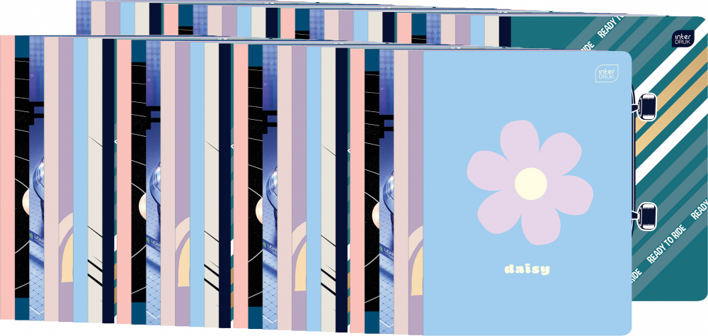 60x Zeszyt w kolorową kratkę Interdruk, A5, 32 kartki, mix wzorów