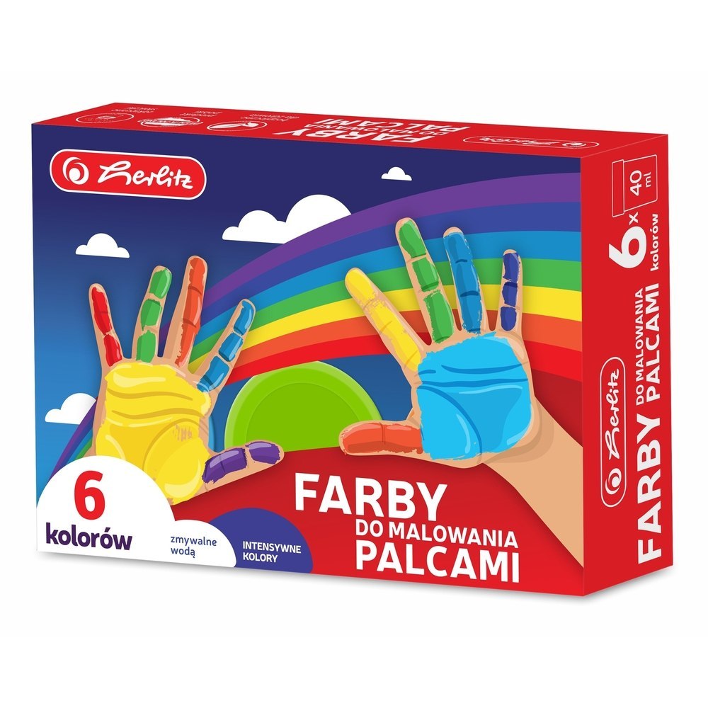 Farby do malowania palcami Herlitz, 40ml, 6 sztuk, mix kolorów