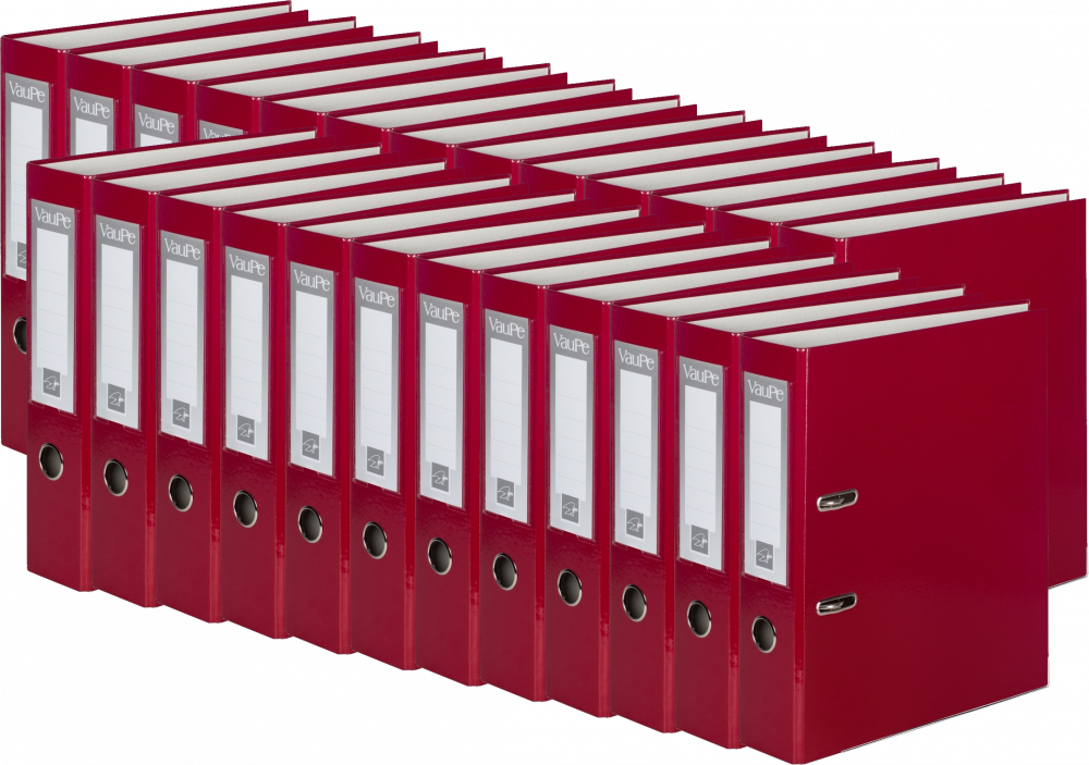 25x Segregator A4 VauPe FCK, 75mm, do 500 kartek, bordowy