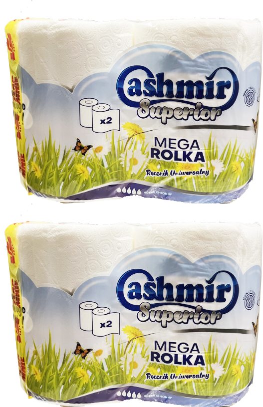 2x Ręcznik papierowy Cashmir Superior Mega Rolka, 2-warstwowy, w roli, 2 rolki, biały