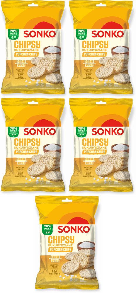 5x Chipsy kukurydziane Sonko, solone, 60g