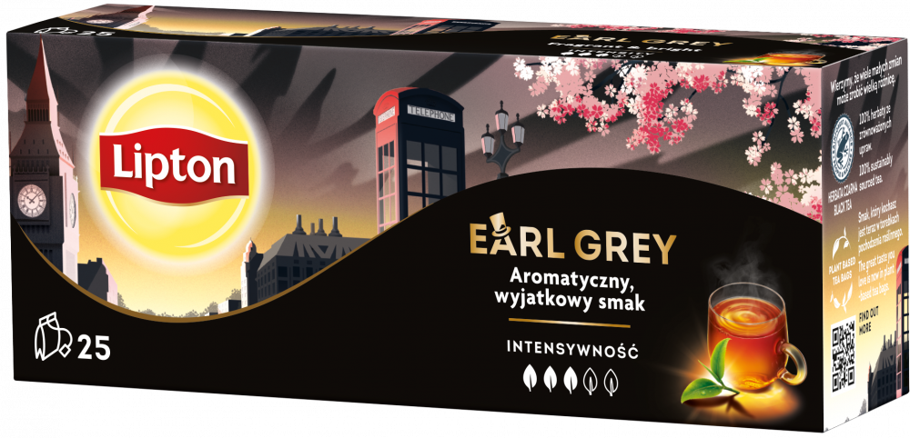 Herbata Earl Grey w torebkach Lipton, 25 sztuk x 1.5g