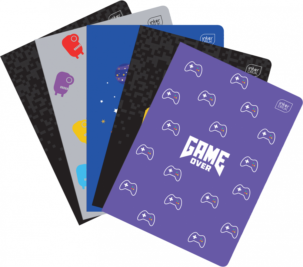 5x Zeszyt w wąskie linie Interdruk UV Boys, A5, 32 kartki, mix wzorów