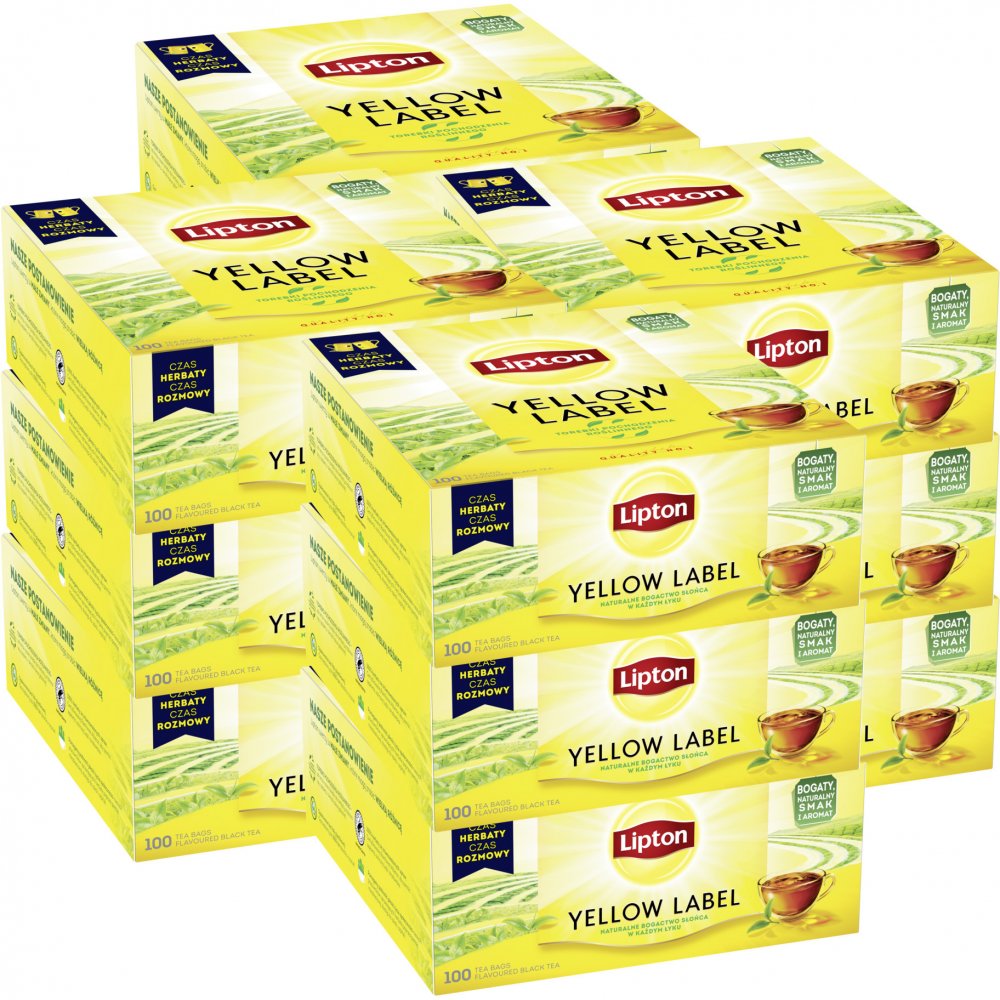 12x Herbata czarna w torebkach Lipton Yellow Label, 100 sztuk x 2g