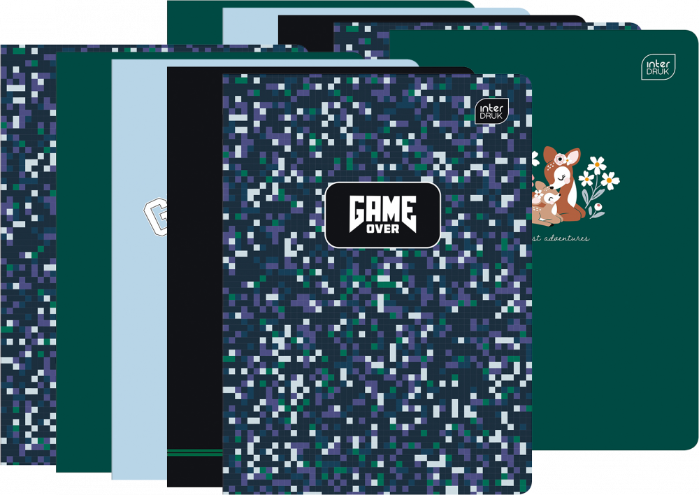 10x Zeszyt w linie Interdruk UV Mix 2, A5, 32 kartki, mix wzorów