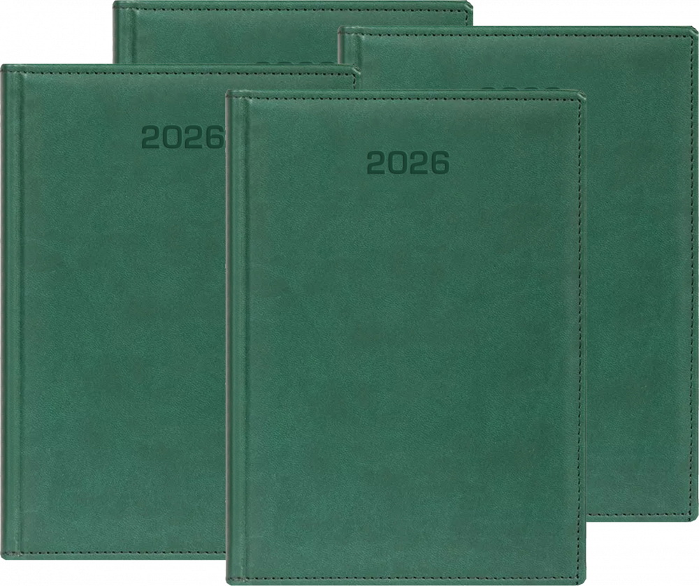 4x Kalendarz książkowy 2026, Udziałowiec, Biznesowy, A4, dzienny, zielony