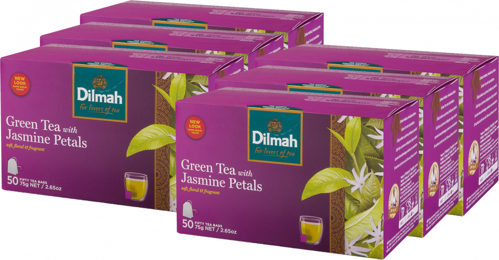 6x Herbata zielona w torebkach Dilmah Jasmine, jaśmin, 50 x 1.5g