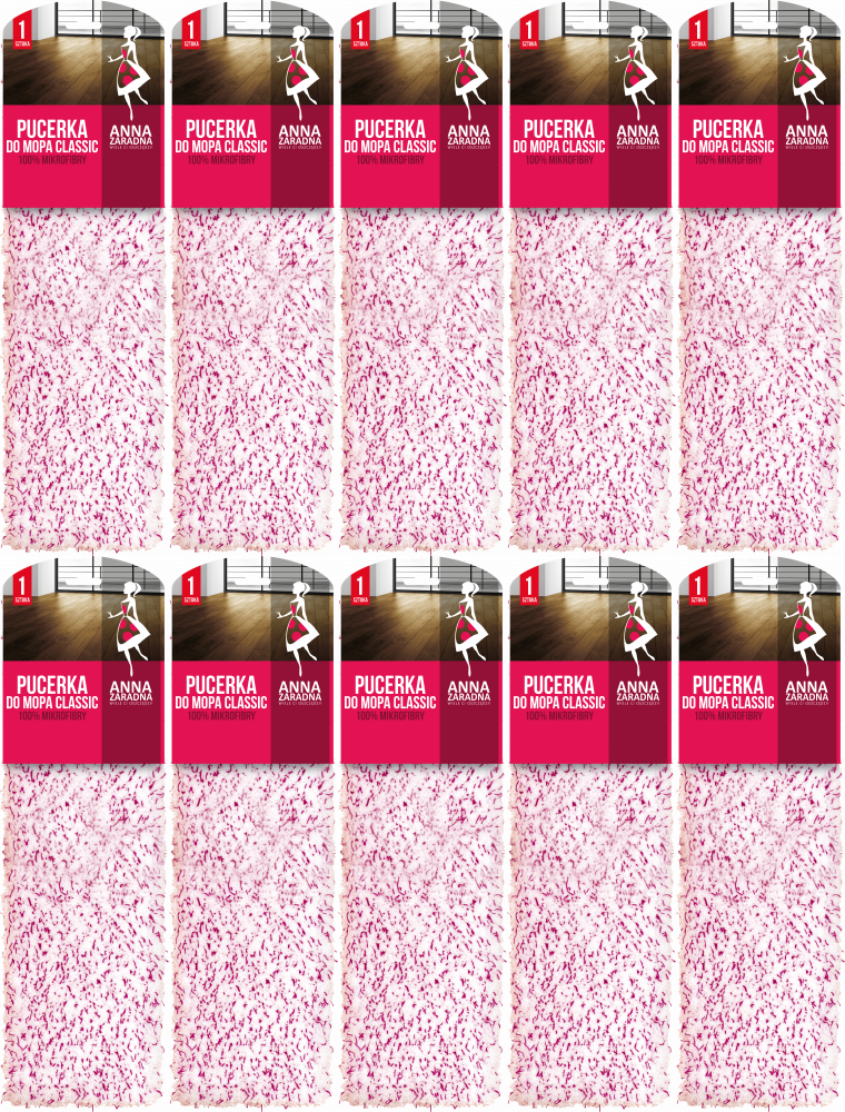 10x Mop płaski Anna Zaradna Classic, końcówka, mix kolorów