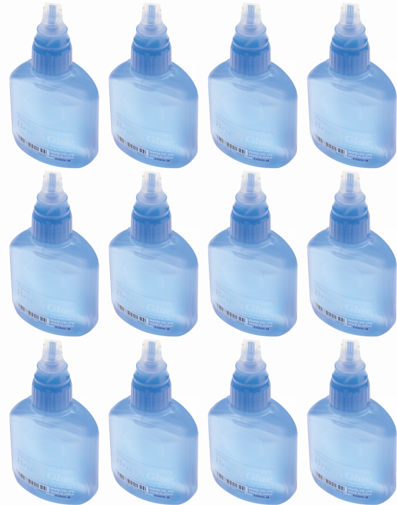 12x Klej z pędzelkiem Pentel ERB50, w płynie, 50ml