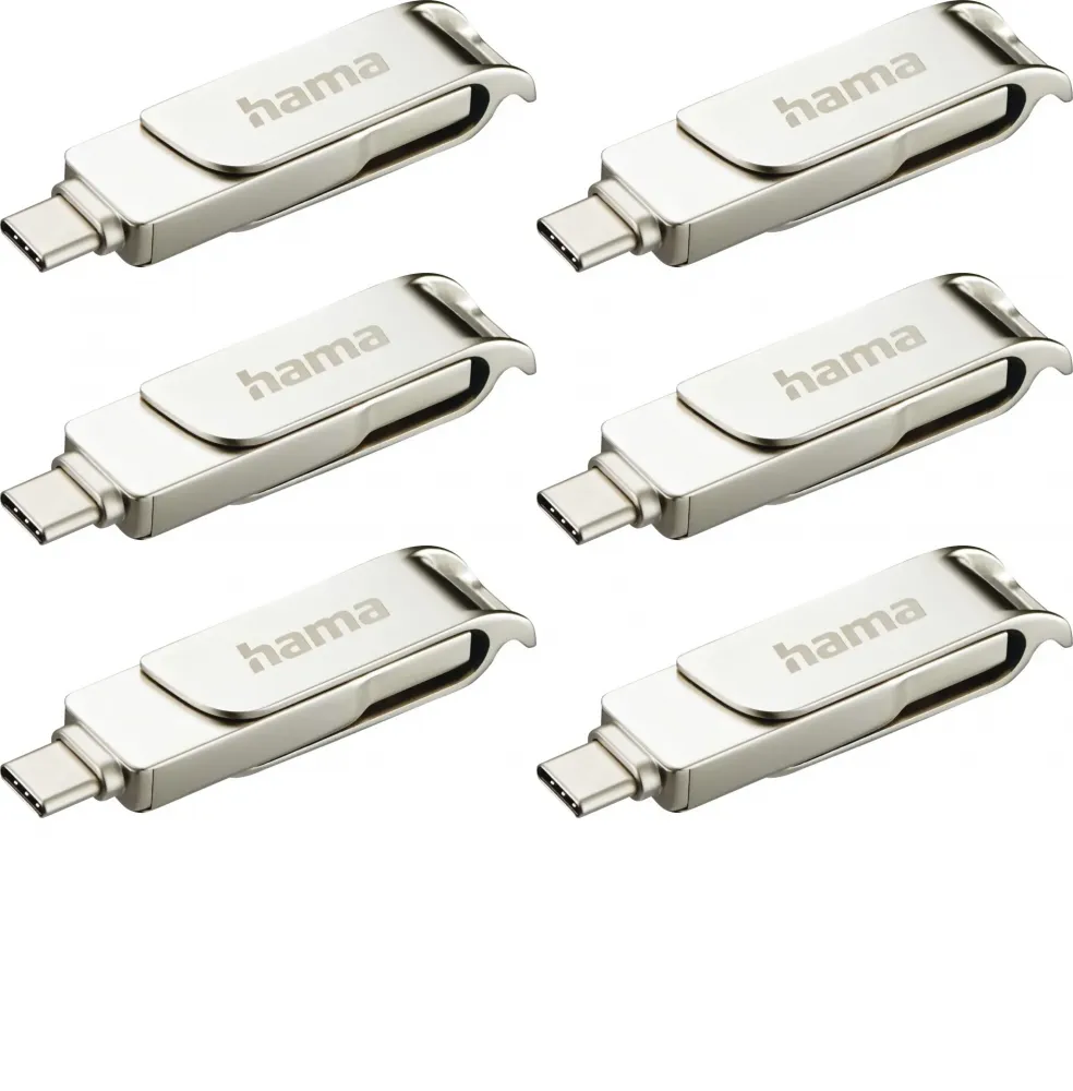 6x Pendrive Hama C-Rotate Pro, 64GB, obracany, USB 3.0, srebrny