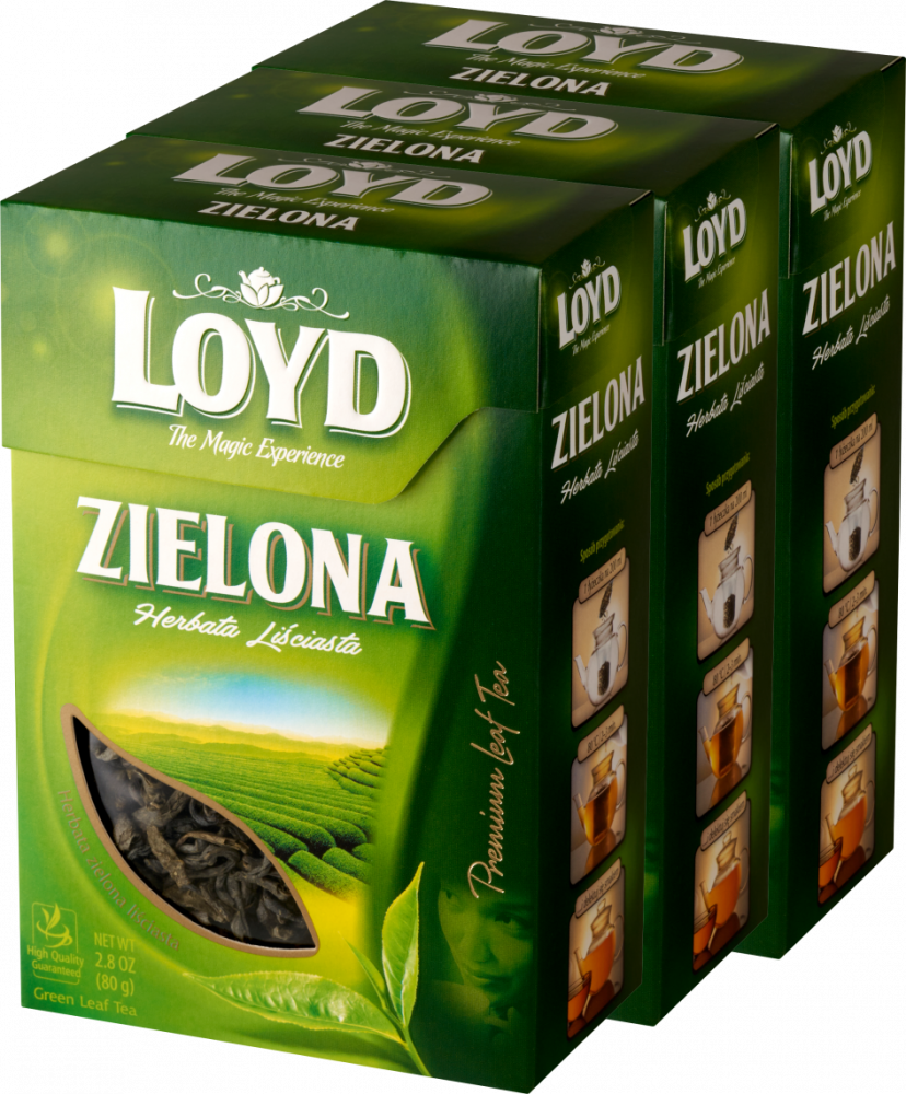 3x Herbata zielona liściasta Loyd, 80g
