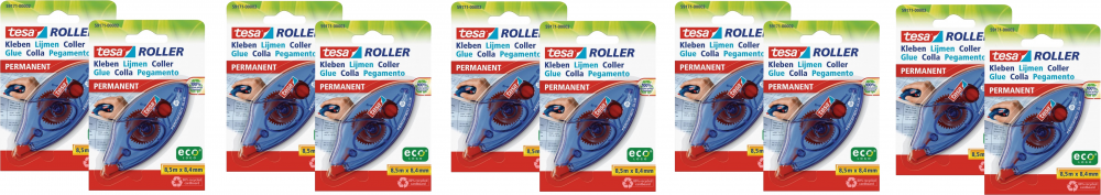 10x Klej tesa EcoLogo, w taśmie, 8.5mx8.4mm, bezbarwny