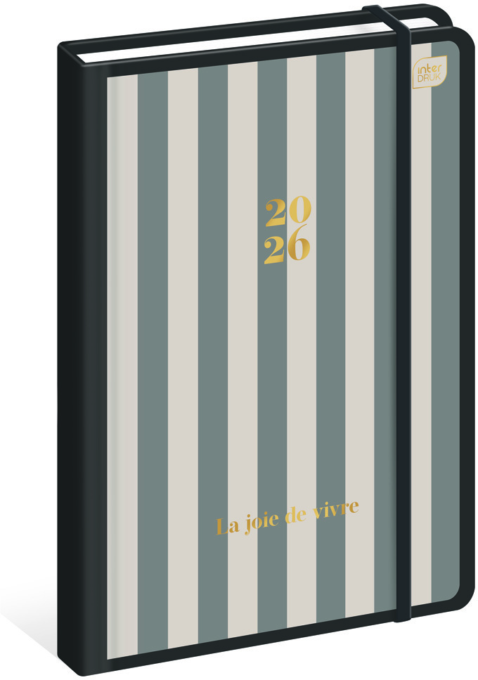 Kalendarz książkowy 2026, Interdruk, Metallic Stripes, B5, tygodniowy, mix wzorów