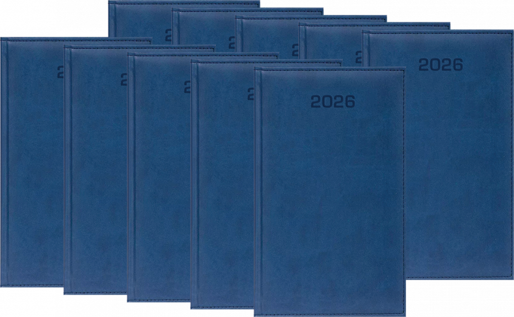 10x Kalendarz książkowy 2026, kieszonkowy, Udziałowiec, Lux, 92x155mm, tygodniowy, granatowy