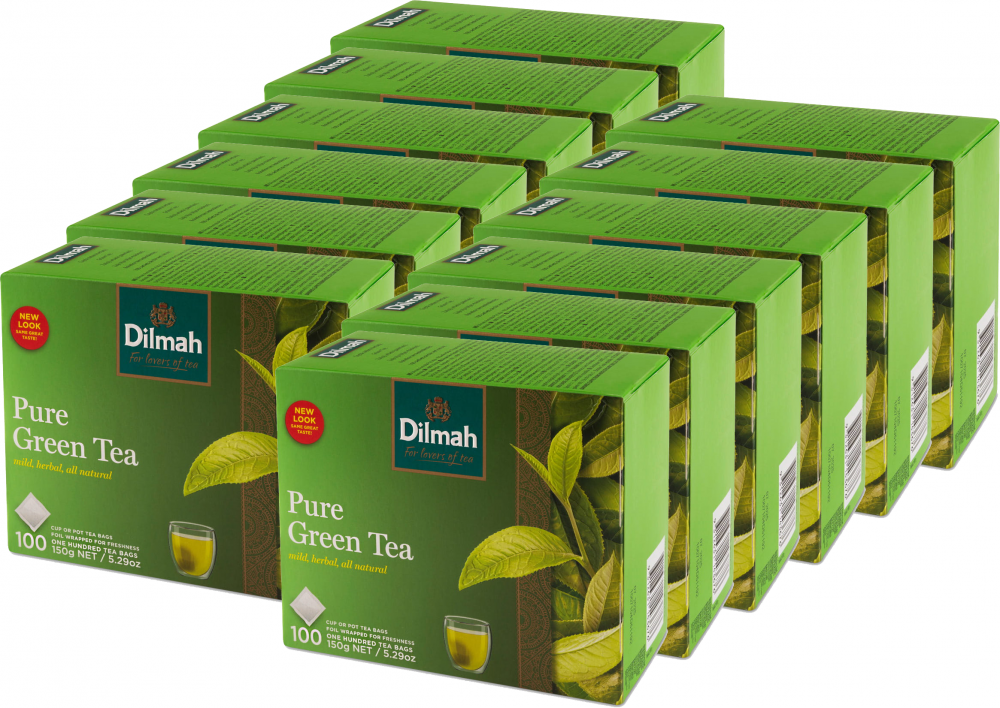 12x Herbata zielona w torebkach Dilmah Pure Green, 100 sztuk x 1.5g