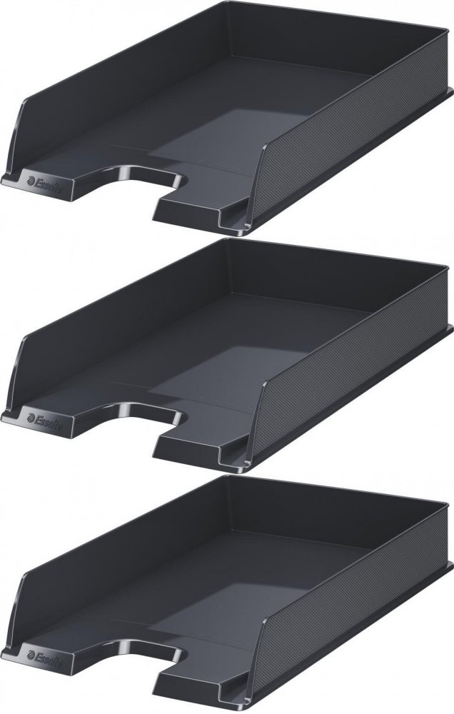 3x Półka na dokumenty Esselte Europost Vivida, A4, plastikowa, czarny