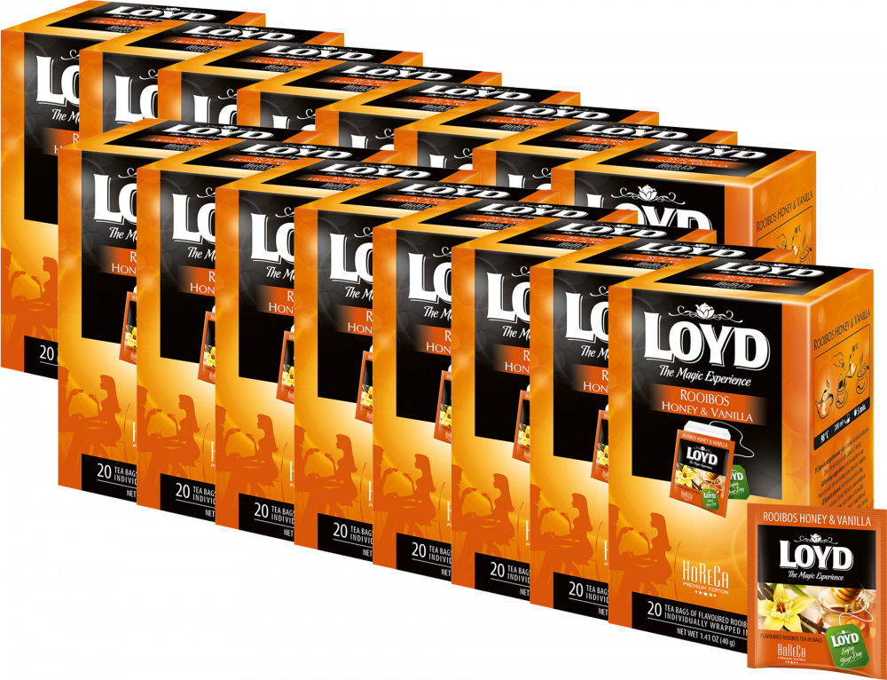 16x Herbata Rooibos w kopertach Loyd, miód i wanilia, 20 sztuk x 2g
