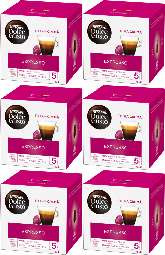 6x Kapsułki do ekspresu Nescafe Dolce Gusto Espresso Extra Crema, 16 sztuk