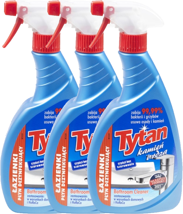 3x Płyn do mycia łazienek Tytan, kamień i rdza, z rozpylaczem, 500g