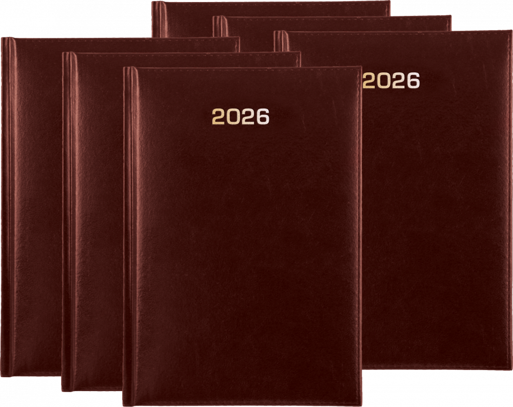 6x Kalendarz książkowy 2026, Udziałowiec, Dyrektorski, A5, dzienny, bordowy