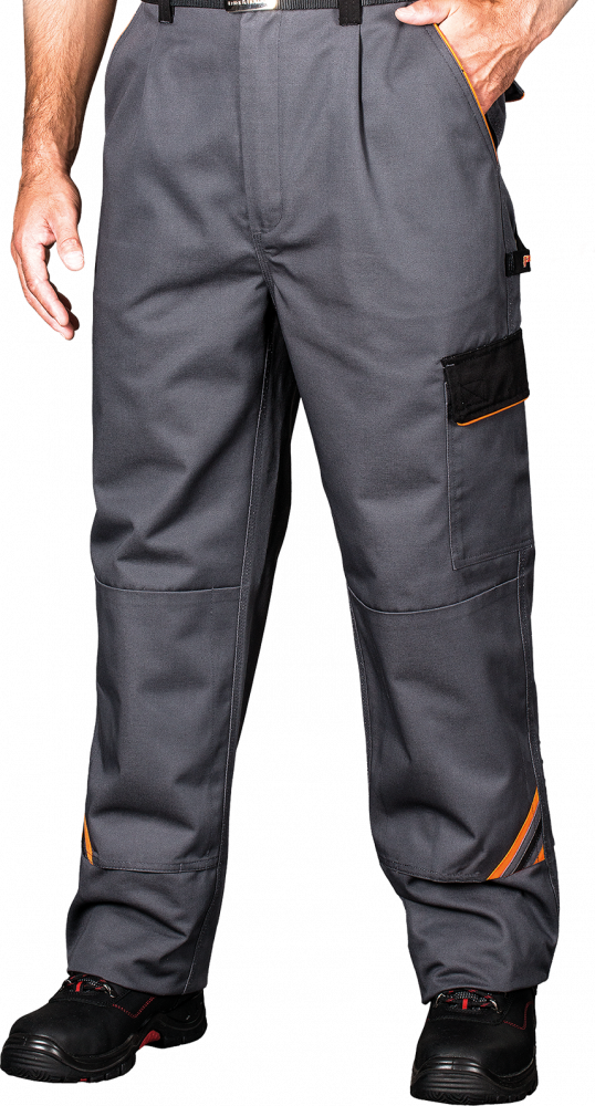 Spodnie robocze Reis Promaster, do pasa, gramatura 295-300g, rozmiar 56, szaro-pomarańczowy