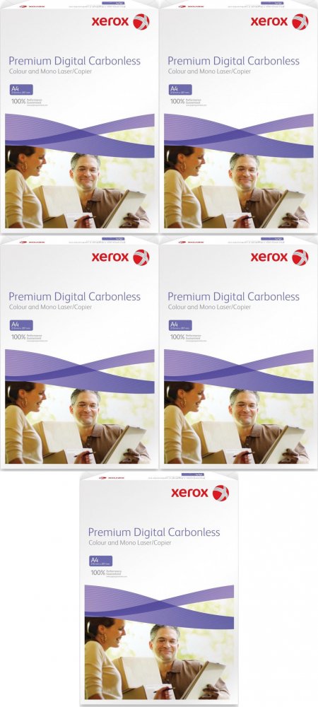 5x Papier samokopiujący do kopiarki/drukarki laserowej Xerox Carbonless 1+1, A4, 80g/m2, 500 arkuszy