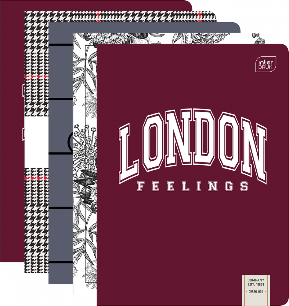 5x Zeszyt w linie Interdruk, A5, miękka oprawa, 96 kartek, mix wzorów