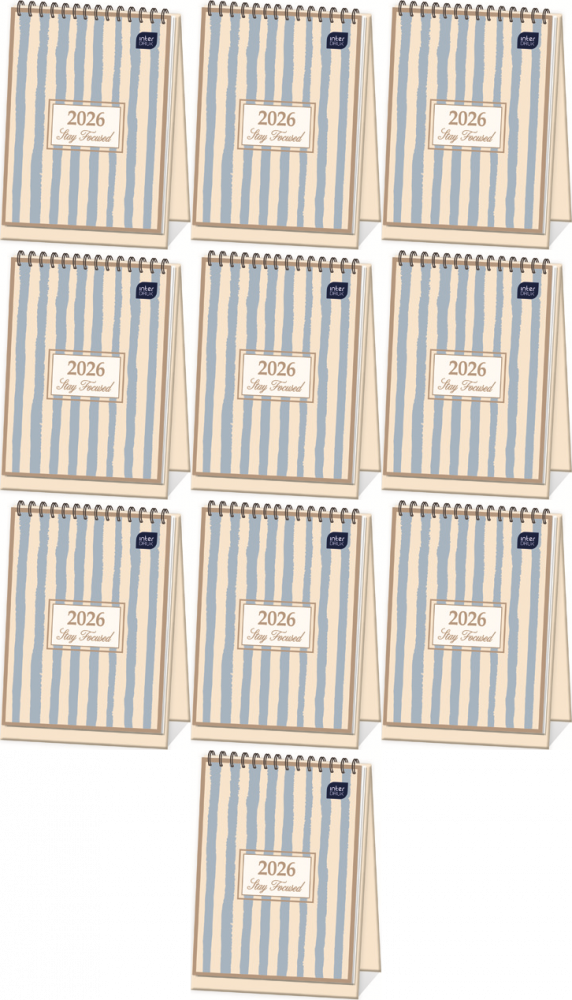 10x Kalendarz na biurko 2026, Interdruk, pionowy, 30x21cm, tygodniowy, Paski
