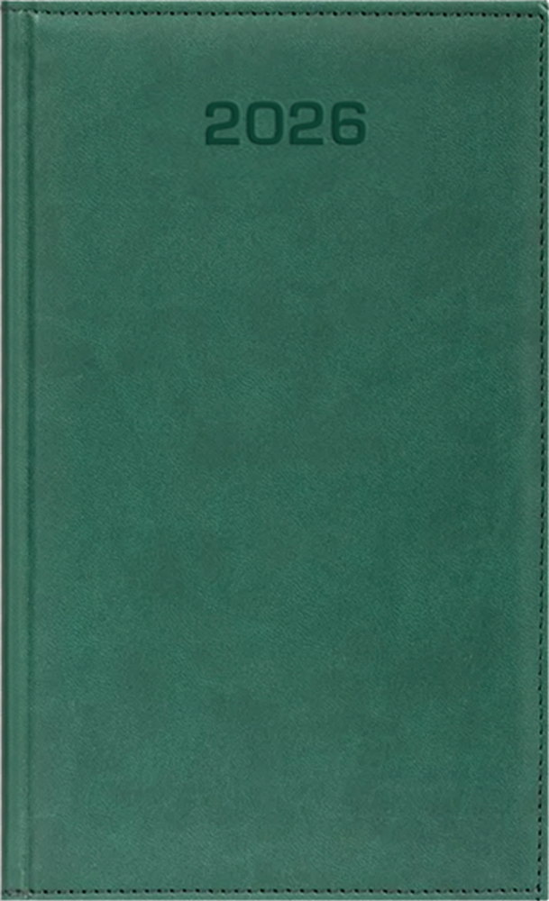 Kalendarz książkowy 2026, kieszonkowy, Udziałowiec, Lux, 92x155mm, tygodniowy, zielony