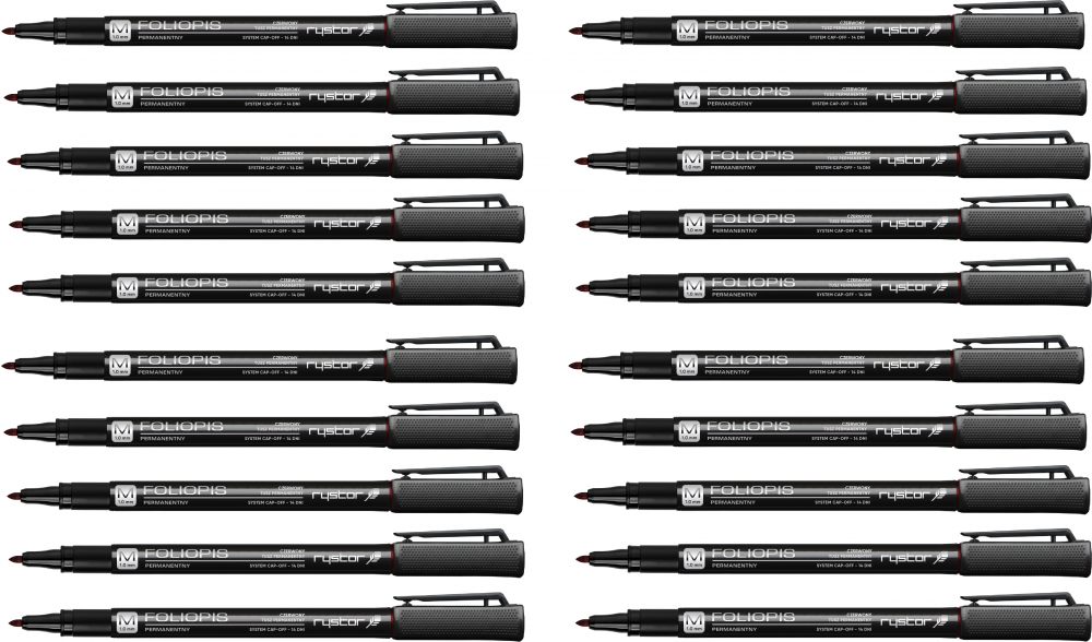 20x Foliopis Rystor, FM, okrągła, 1mm, czerwony