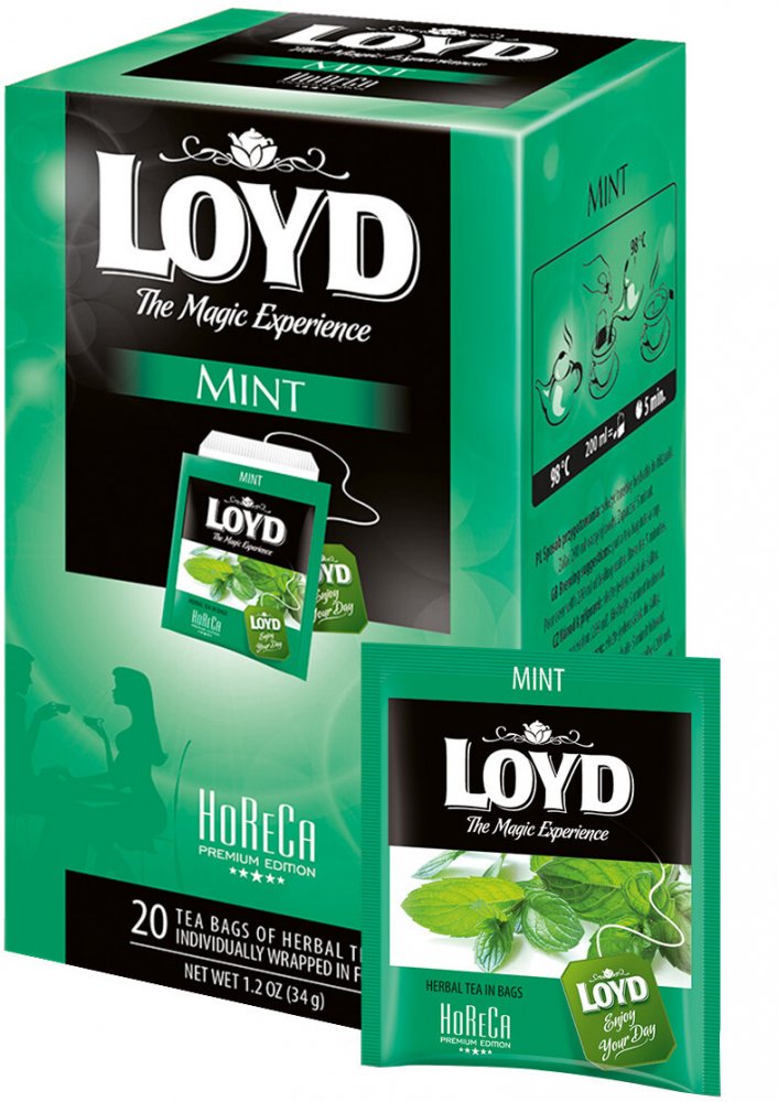 Herbata ziołowa w kopertach Loyd Mint Horeca, 20 sztuk x 1.7g