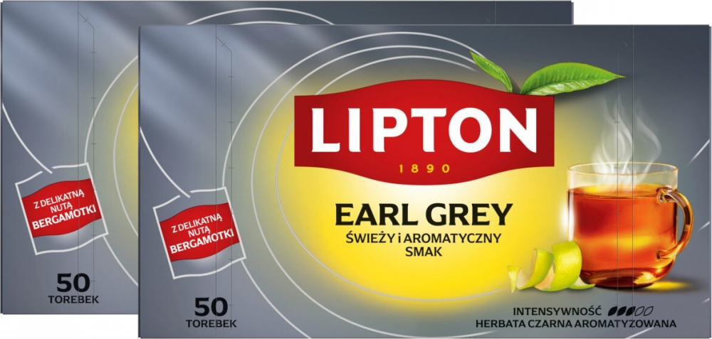 2x Herbata Earl Grey w torebkach Lipton, 50 torebek x 1.5g