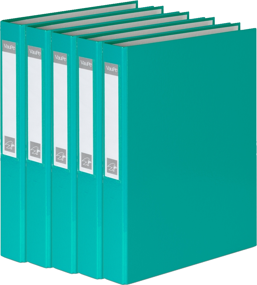 5x Segregator ringowy VauPe, A4, szerokość grzbietu 40mm, do 200 kartek, 4 ringi, turkusowy