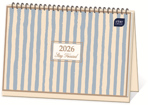 Kalendarz na biurko 2026, Interdruk, poziomy, 30x21cm, tygodniowy, Paski