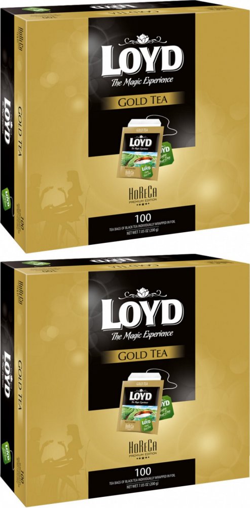 2x Herbata czarna w kopertach Loyd Horeca Gold Tea, 100 sztuk x 2g