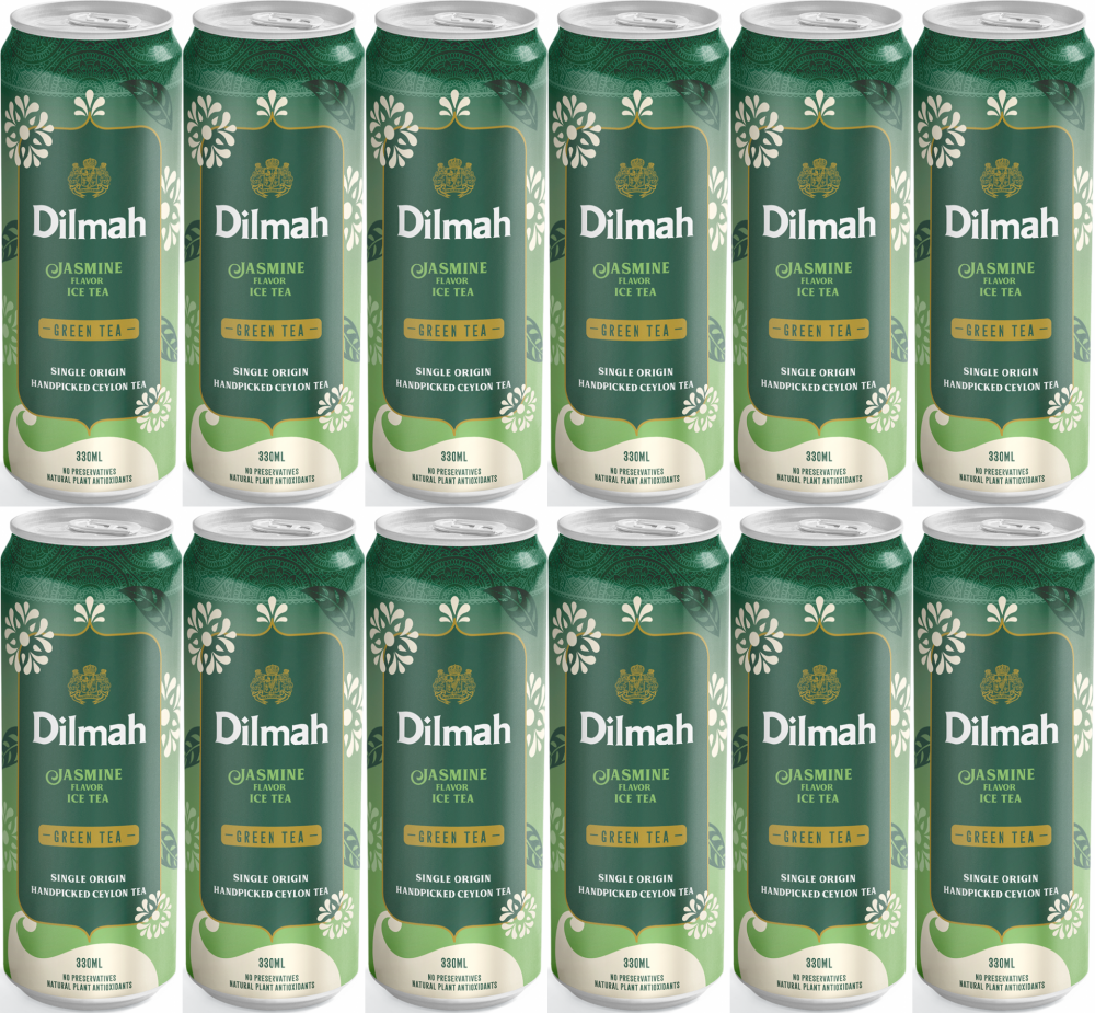12x Herbata mrożona zielona Dilmah Jasmine Flavor Green Tea, puszka, 330ml