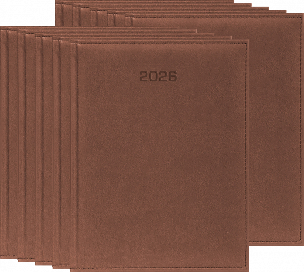 10x Kalendarz książkowy 2026, Udziałowiec, Vivella, A5, dzienny, brązowy
