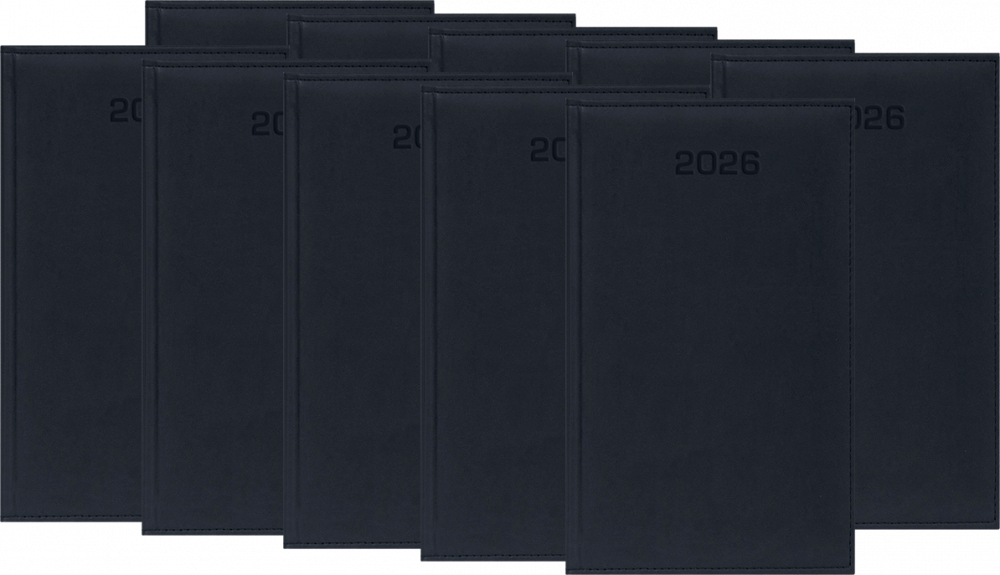 10x Kalendarz książkowy 2026, kieszonkowy, Udziałowiec, Lux, 92x155mm, tygodniowy, czarny