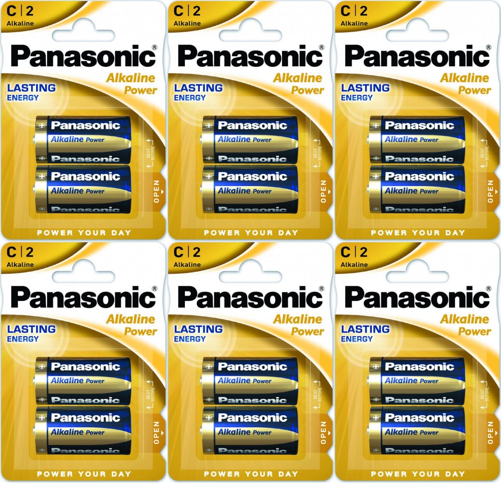 6x Bateria alkaliczna Panasonic, 1.5V, C/ LR14, 2 sztuki
