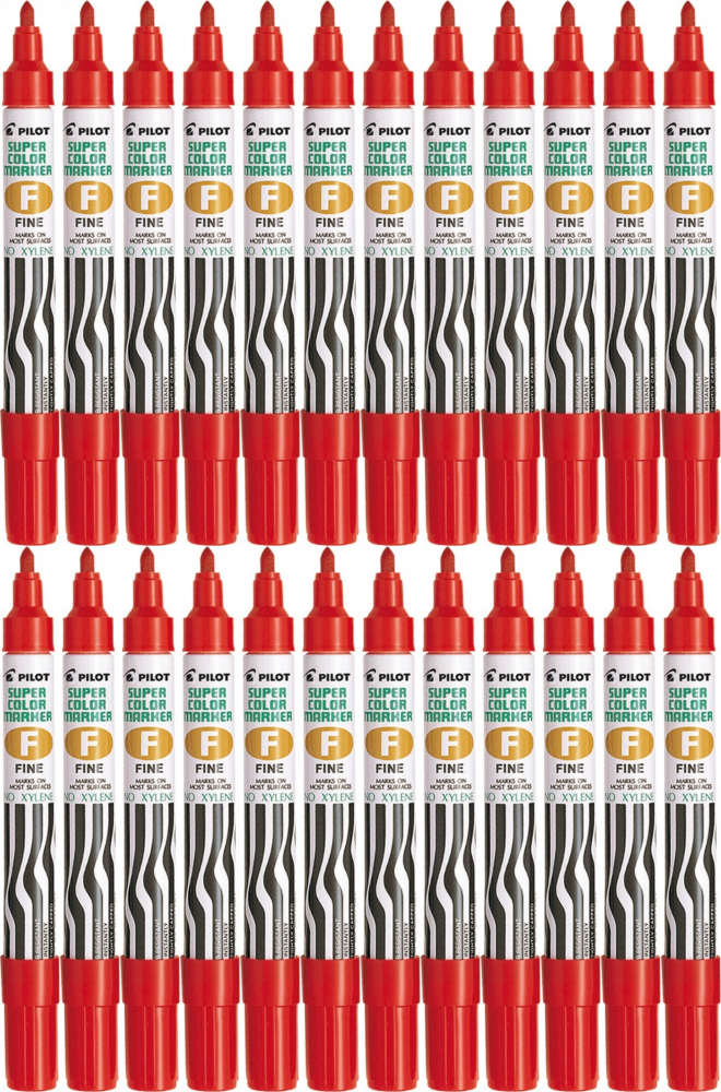 24x Marker permanentny Pilot SCA-F, okrągła, 1mm, czerwony