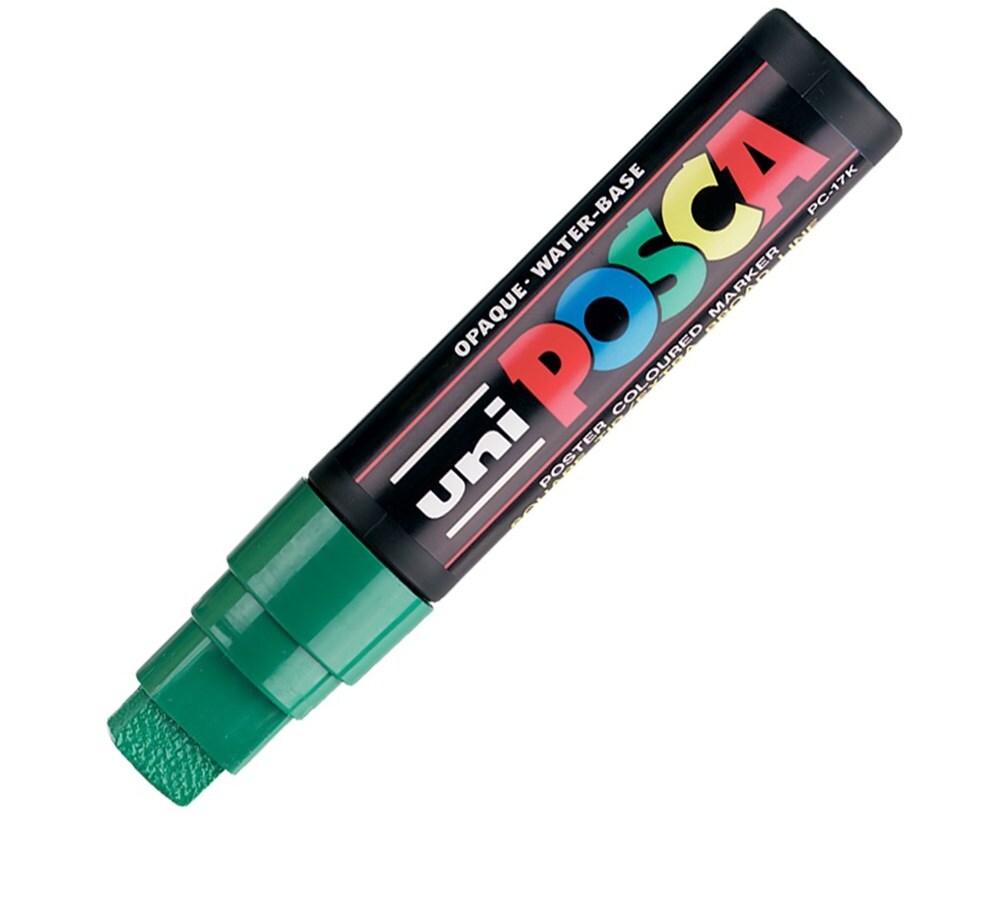 Marker Posca PC-17K, z farbą plakatową, ścięta, 15 mm, zielony