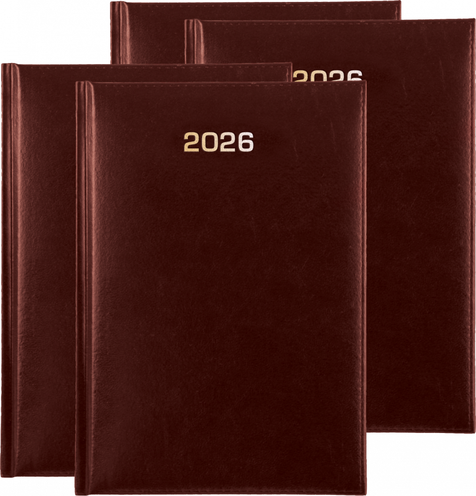 4x Kalendarz książkowy 2026, Udziałowiec, Dyrektorski, A5, dzienny, bordowy